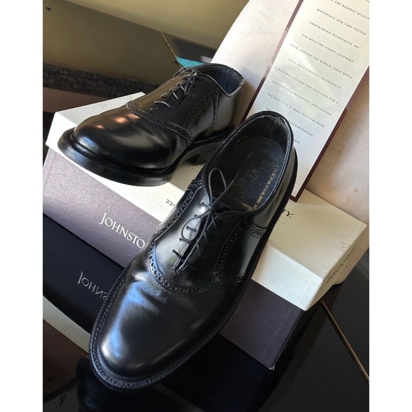 Vtg Men's Johnston & Murphy Black BILTRITE Polished Leather Oxford Dress Shoes - Picture 4 of 12